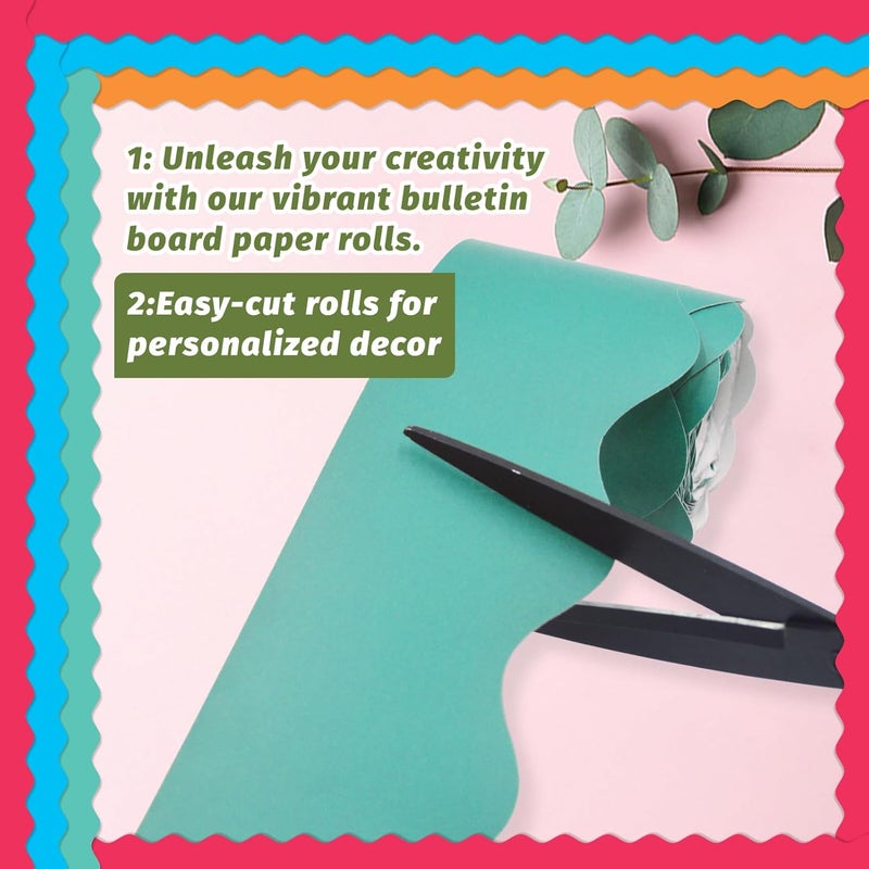 DASTTUIS 8 Rolls 262.4 Ft Bright Bulletin Board Borders Set - Decorations for Office, School Classroom Decor, Teachers & Home DIY - Posters & Birthday Parties - Board Trim - Image 3